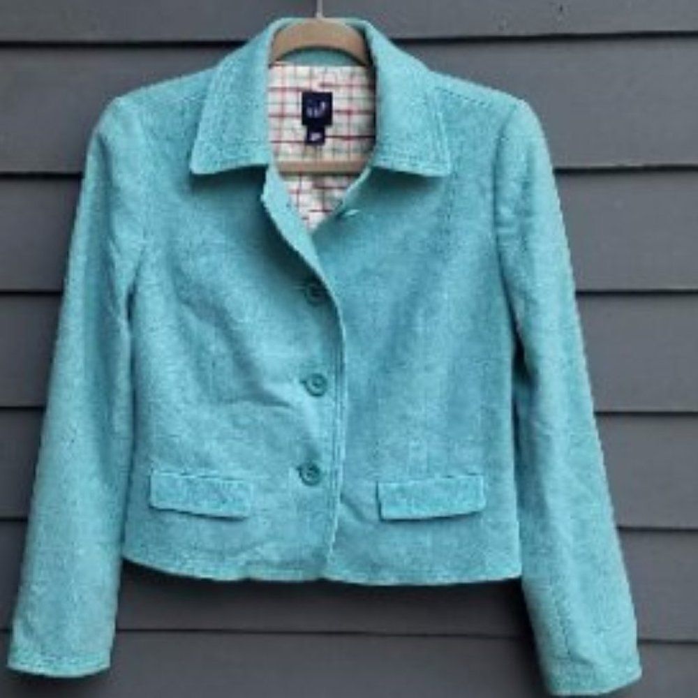 GAP Wool Blend Blue (Aqua) Button Down Jacket/Blazer Size Small